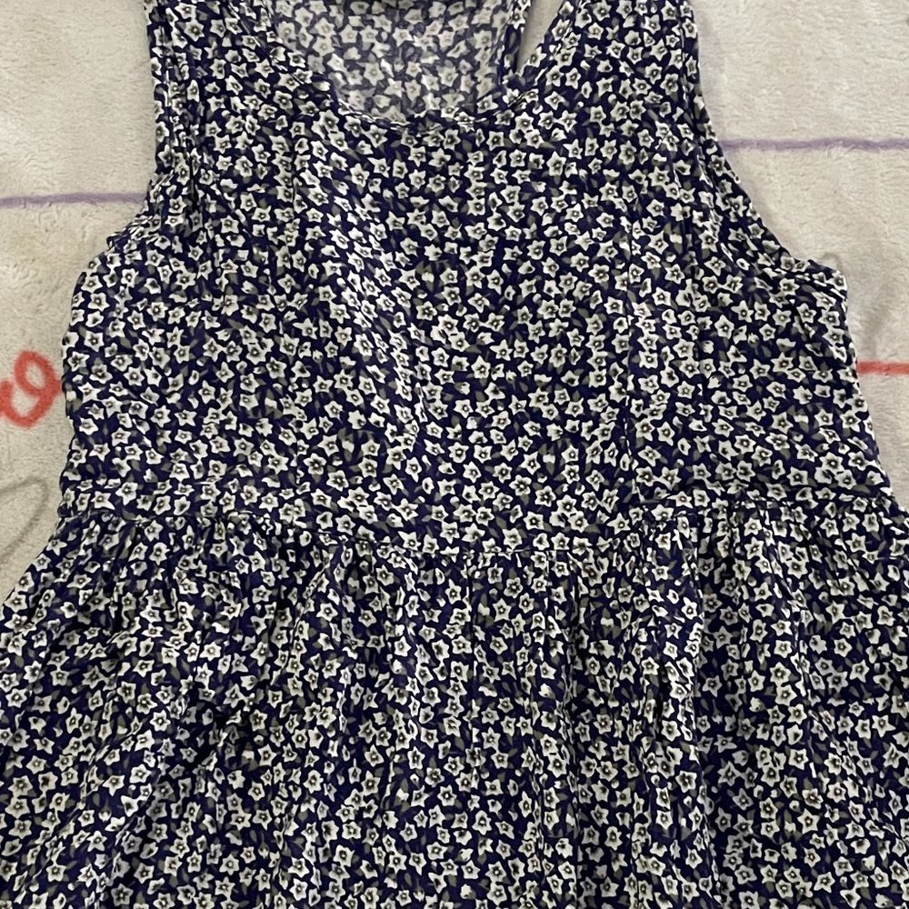 Blue Floral 90s Style Babydoll Retro Dress Womans sz Medium M - Picture 4 of 4